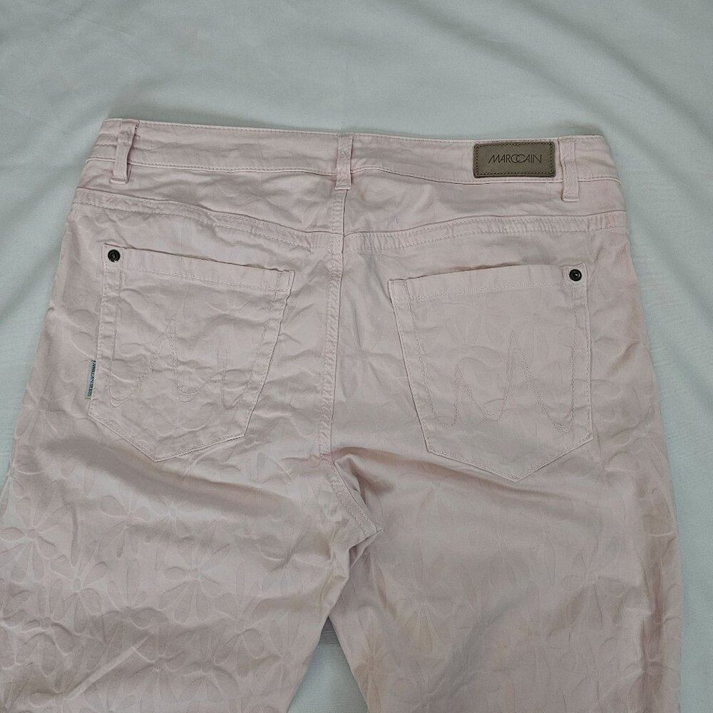 Marc Cain Light Pink Embossed Floral Pattern Slim Fit Pants Women's Size N5/US10 - Picture 6 of 16
